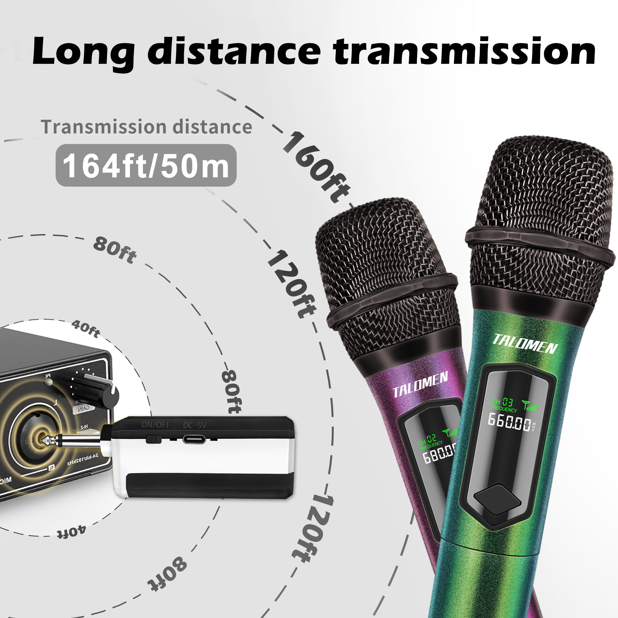 Talomen K60-2 | Microfono dinamico palmare wireless doppio