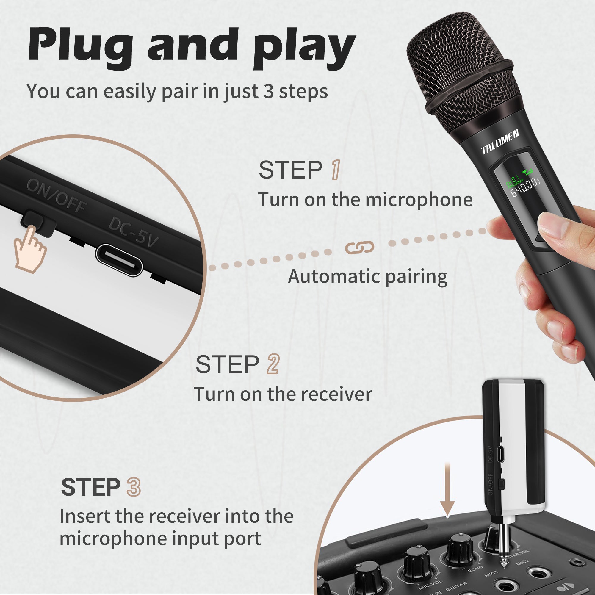 Talomen K60-2 | Microfono dinamico palmare wireless doppio