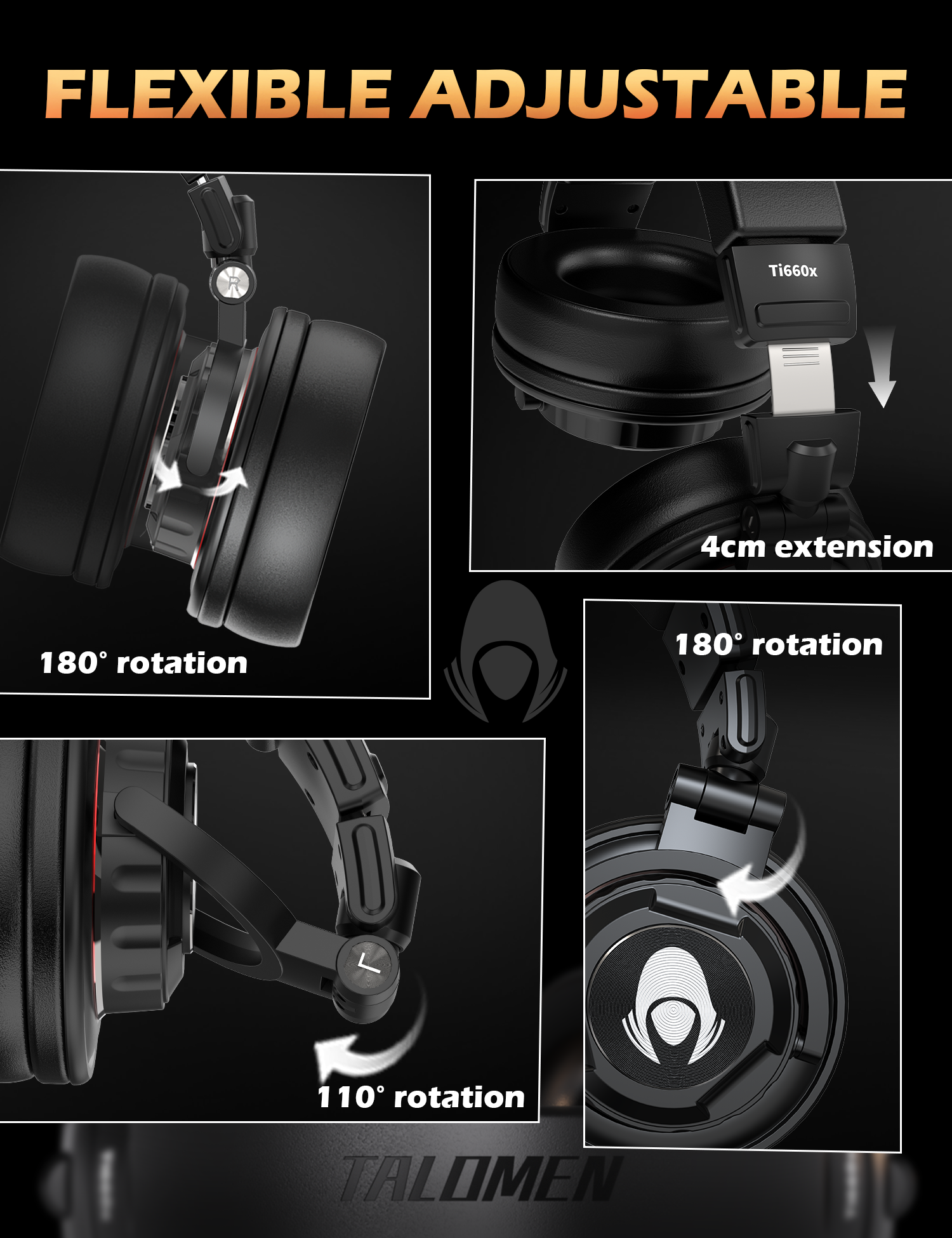 Talomen Ti660x | Auriculares con cable de monitorización de estudio profesional